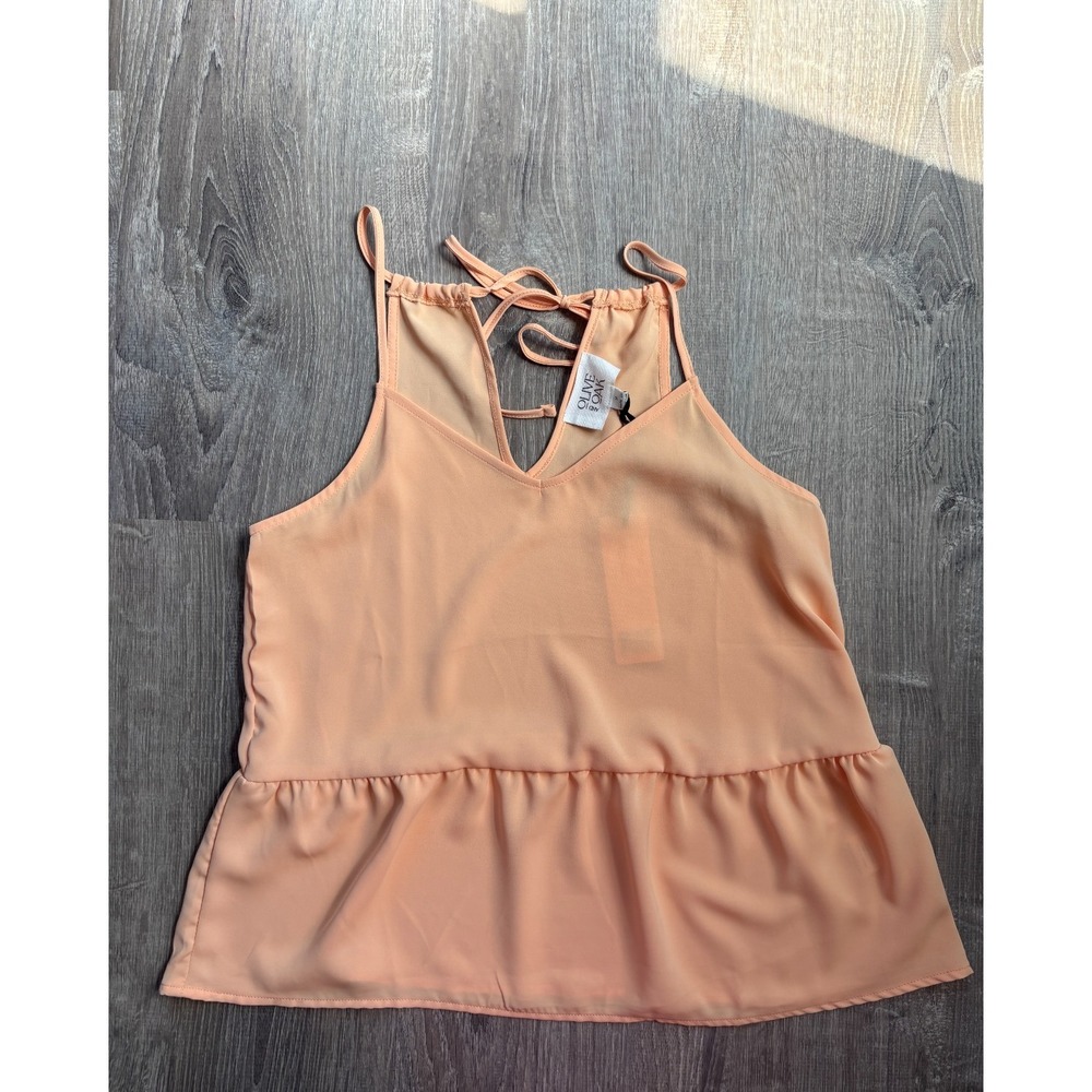 Olive and Oak Strappy Sleeveless Drawstring Tank Top Beach‎ Coral Size Small New